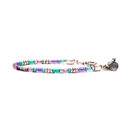 Bracciale Portonovo donna pietre naturali agata lilla e turchese